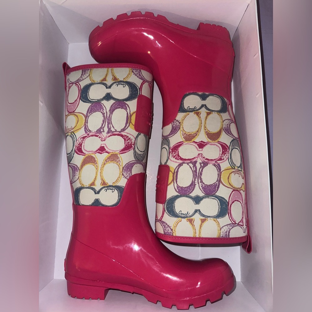 Coach Pearl Dream Pink/Multicolored Rain Boots